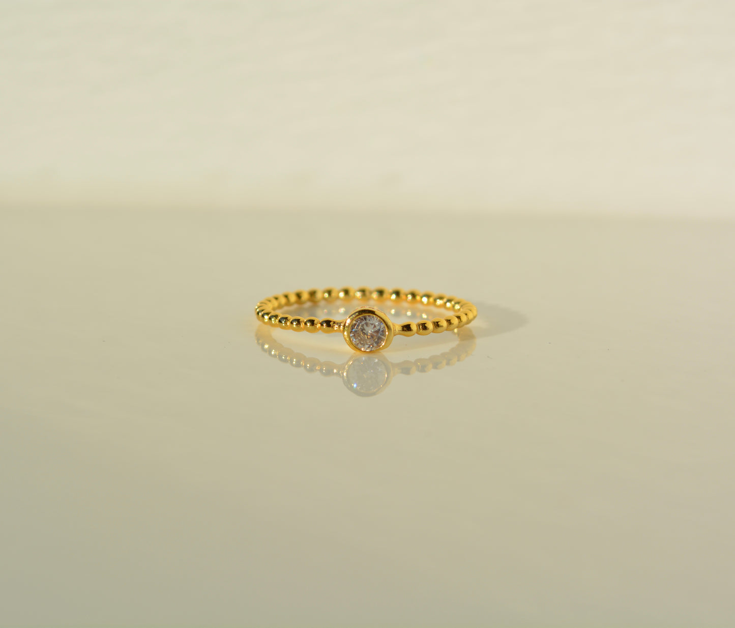 Gold Cubic zirconia Beaded ring